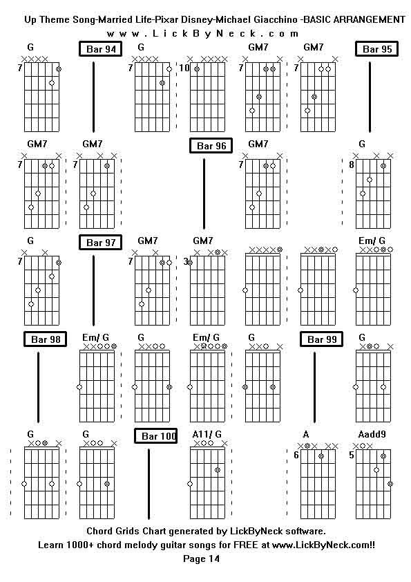 Chord Grids Chart of chord melody fingerstyle guitar song-Up Theme Song-Married Life-Pixar Disney-Michael Giacchino -BASIC ARRANGEMENT,generated by LickByNeck software.